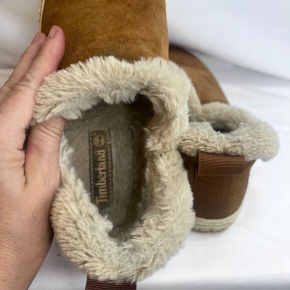 Timberland Skyla Bay Slip On Chestnut Tan Faux Fur Slippers Casual Shoe Size 8.5 - Picture 7 of 11